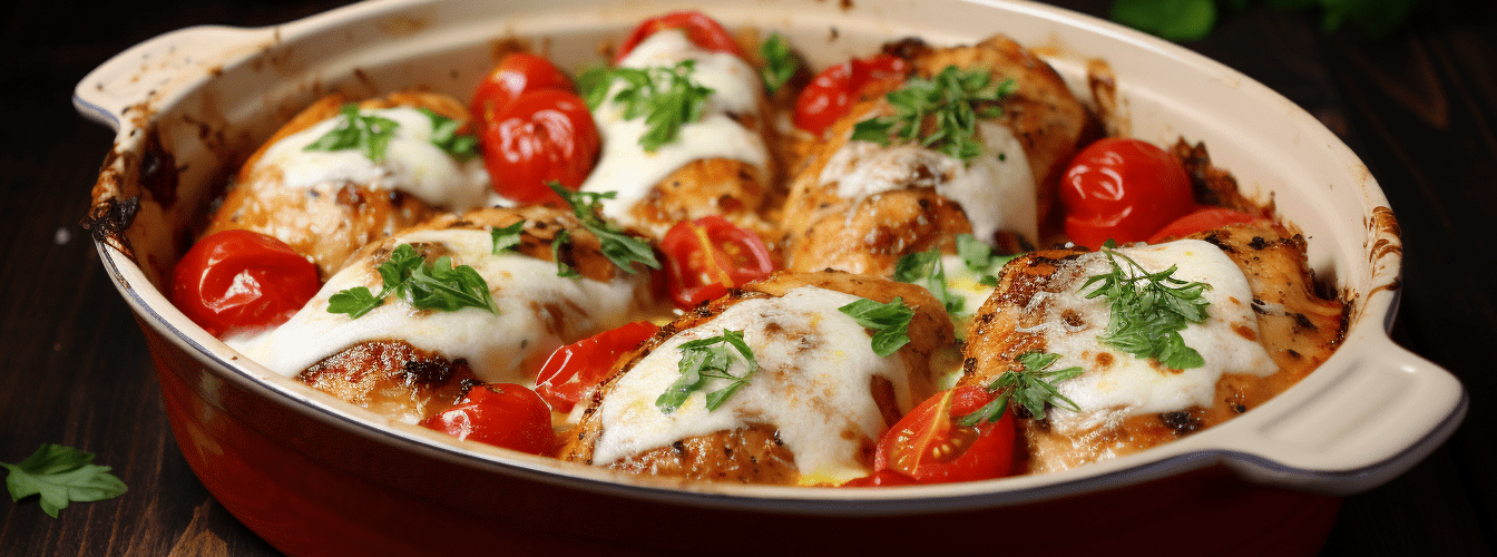Kurczak zapiekany z pomidorami i mozzarellą