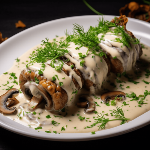 Zraziki z jelenia w sosie śmietanowo-grzybowym