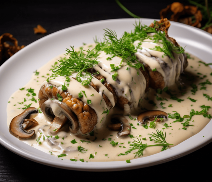 Zraziki z jelenia w sosie śmietanowo-grzybowym