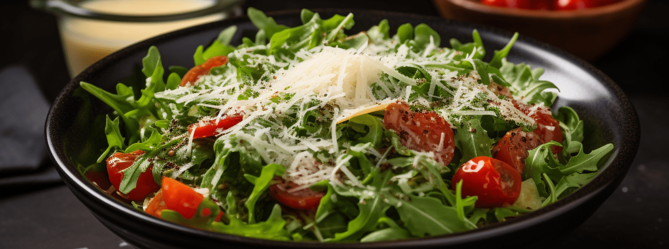 Sałatka z rukoli i pomidorów koktajlowych